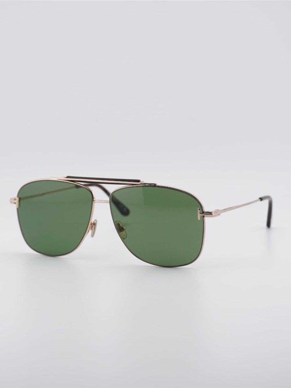 Tom Ford Jaden FT1017 28N Sunglasses Shiny Rose Gold Aviator Frame, Green Lenses